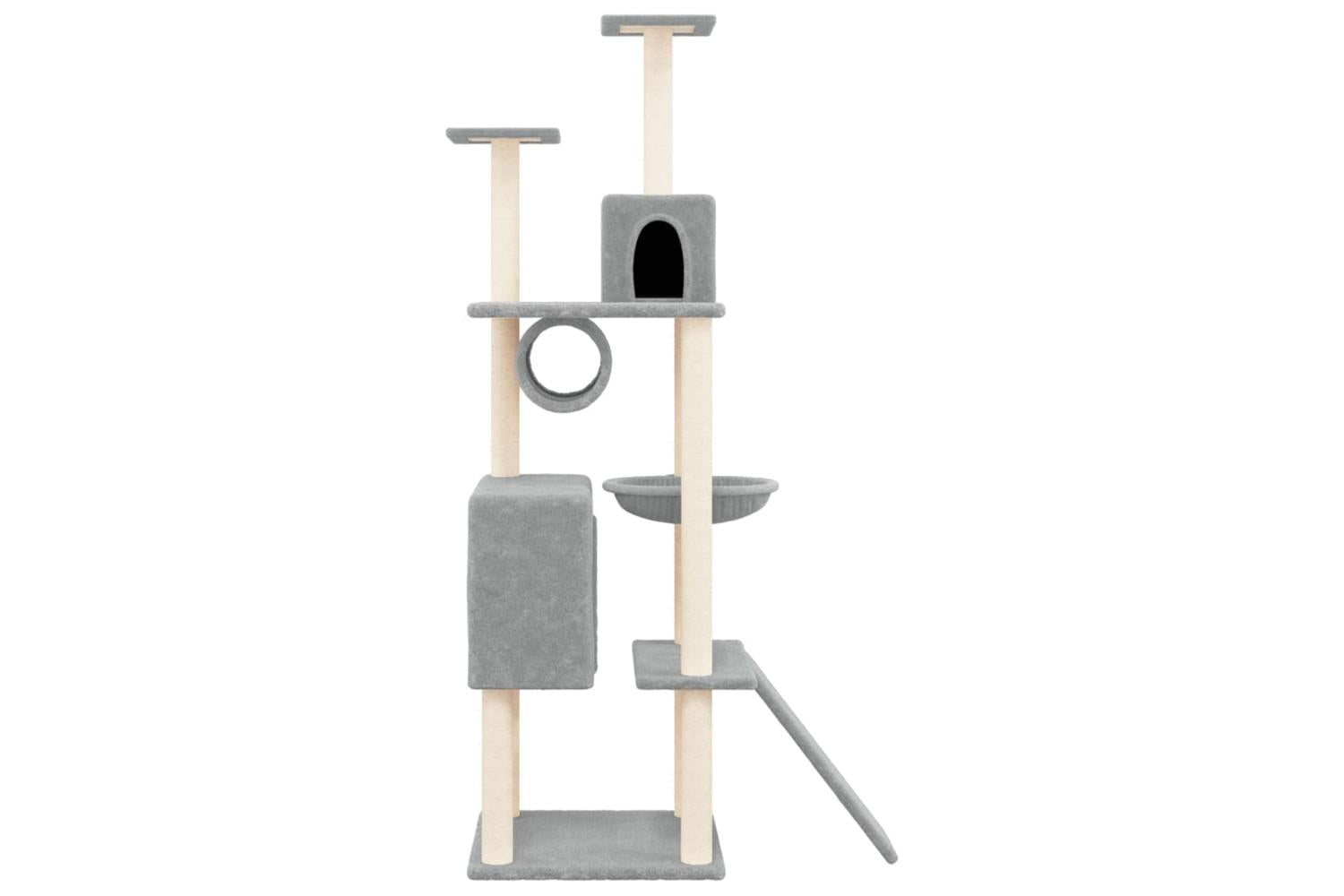 Cat Tree With Sisal Scratching Posts Light Grey 168 Cm-3