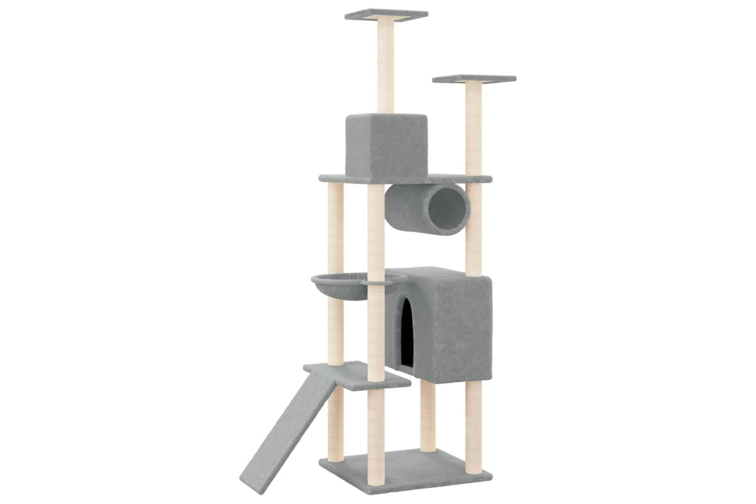 Cat Tree With Sisal Scratching Posts Light Grey 168 Cm-5
