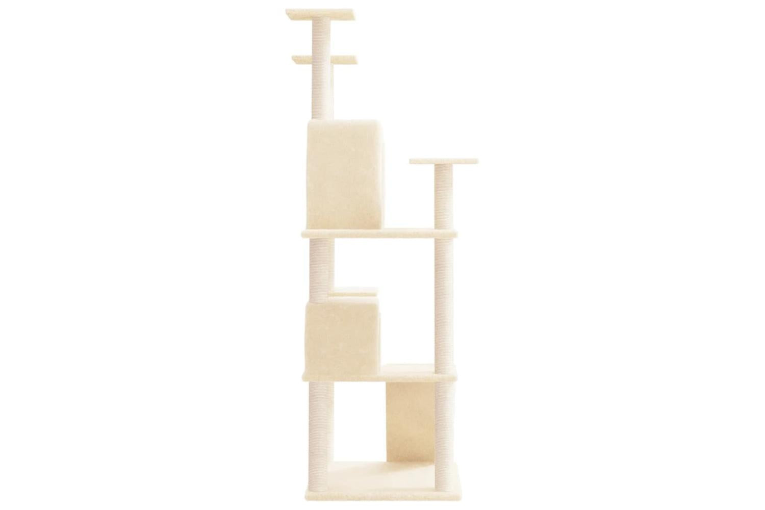 Cat Tree With Sisal Scratching Posts Cream 153 Cm-4