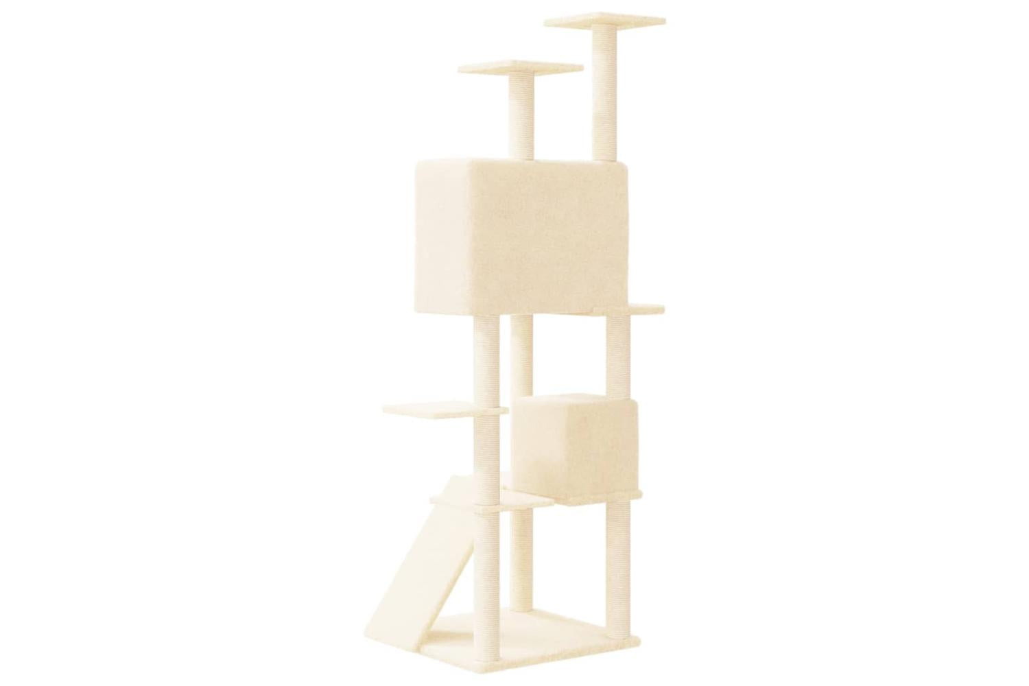 Cat Tree With Sisal Scratching Posts Cream 153 Cm-5