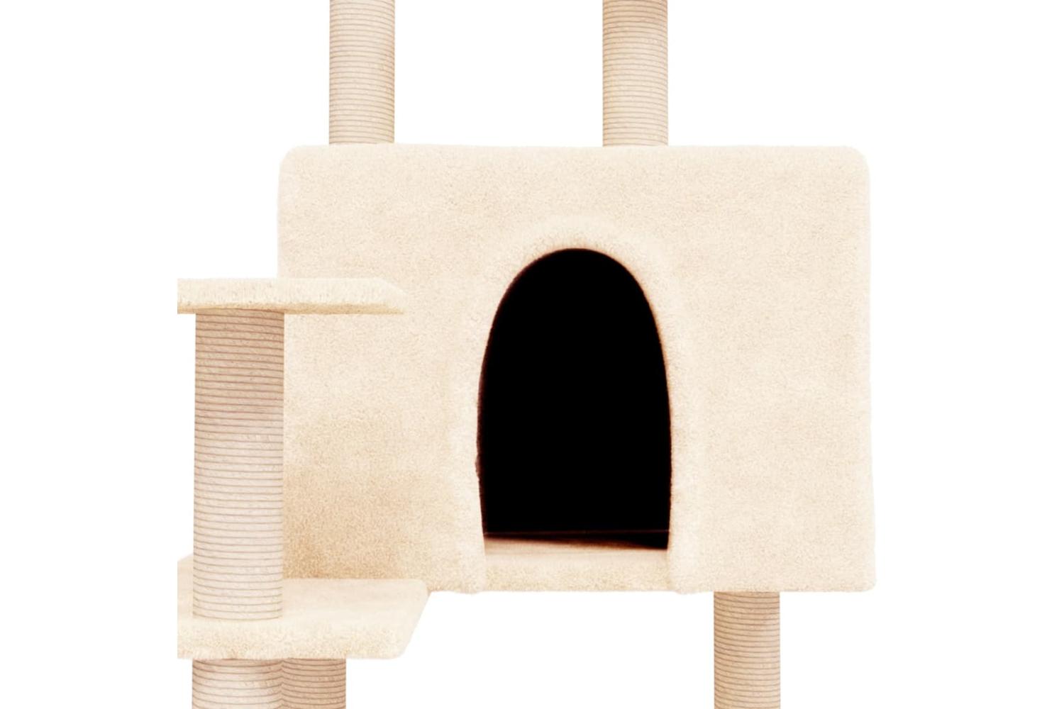 Cat Tree With Sisal Scratching Posts Cream 153 Cm-6