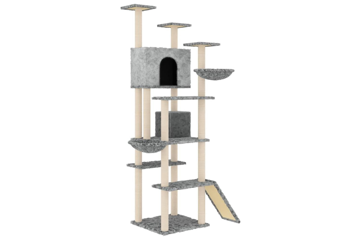 Cat Tree With Sisal Scratching Posts Light Grey 191 Cm