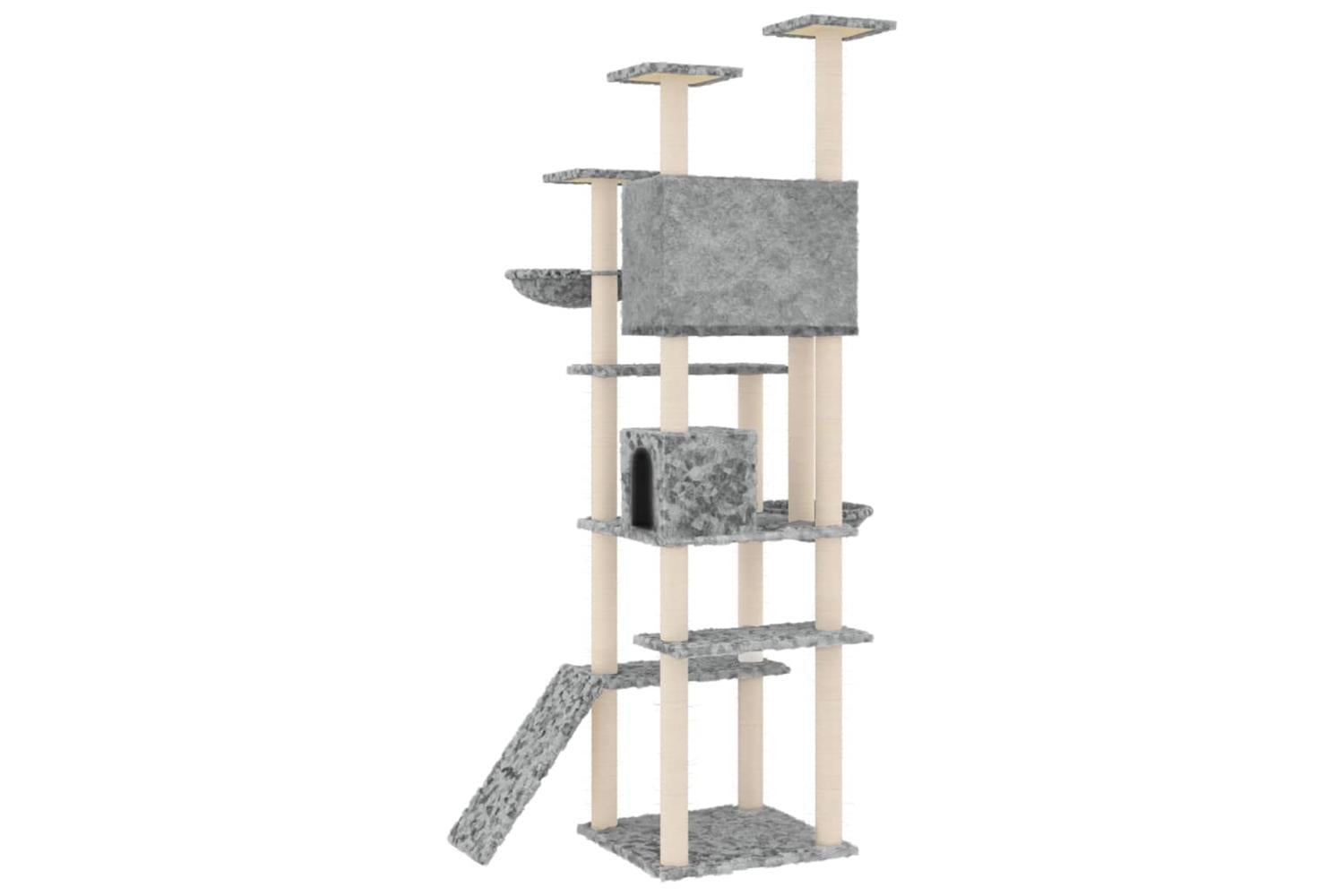 Cat Tree With Sisal Scratching Posts Light Grey 191 Cm-5