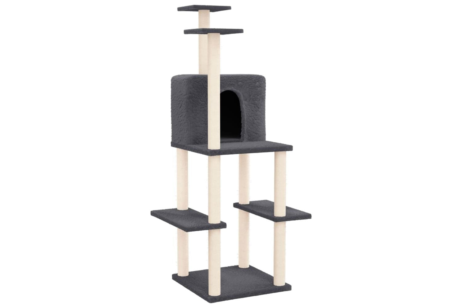 Cat Tree With Sisal Scratching Posts Dark Grey 1445 Cm-2