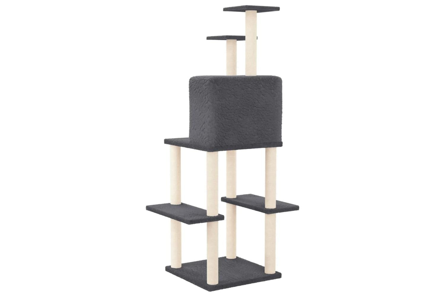 Cat Tree With Sisal Scratching Posts Dark Grey 1445 Cm-5