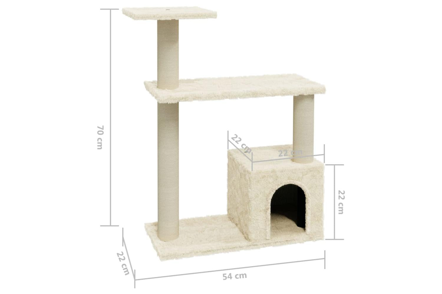 Cat Tree With Sisal Scratching Posts Cream 70 Cm-6