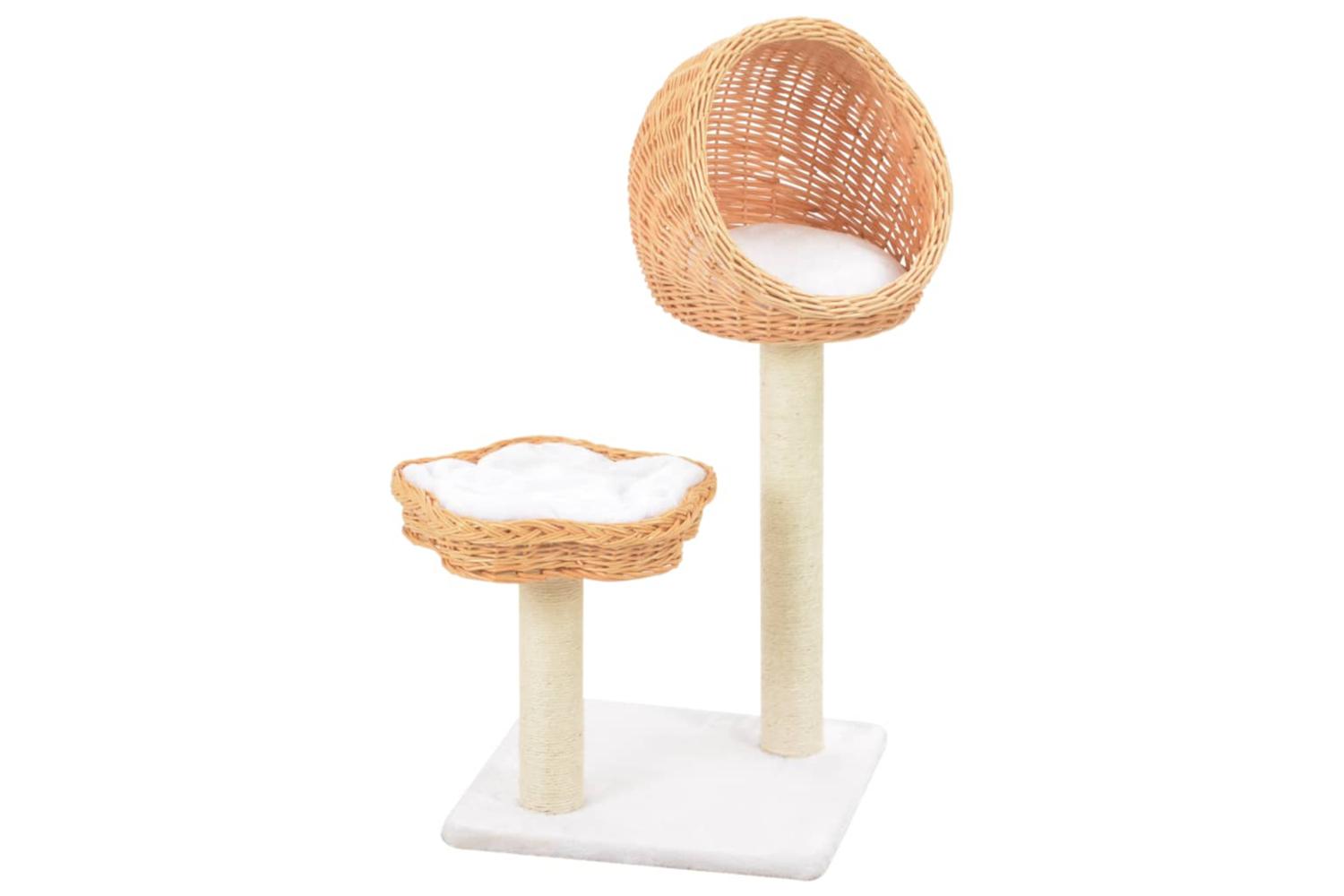 Cat Tree With Sisal Scratching Post Natural Willow Wood-2
