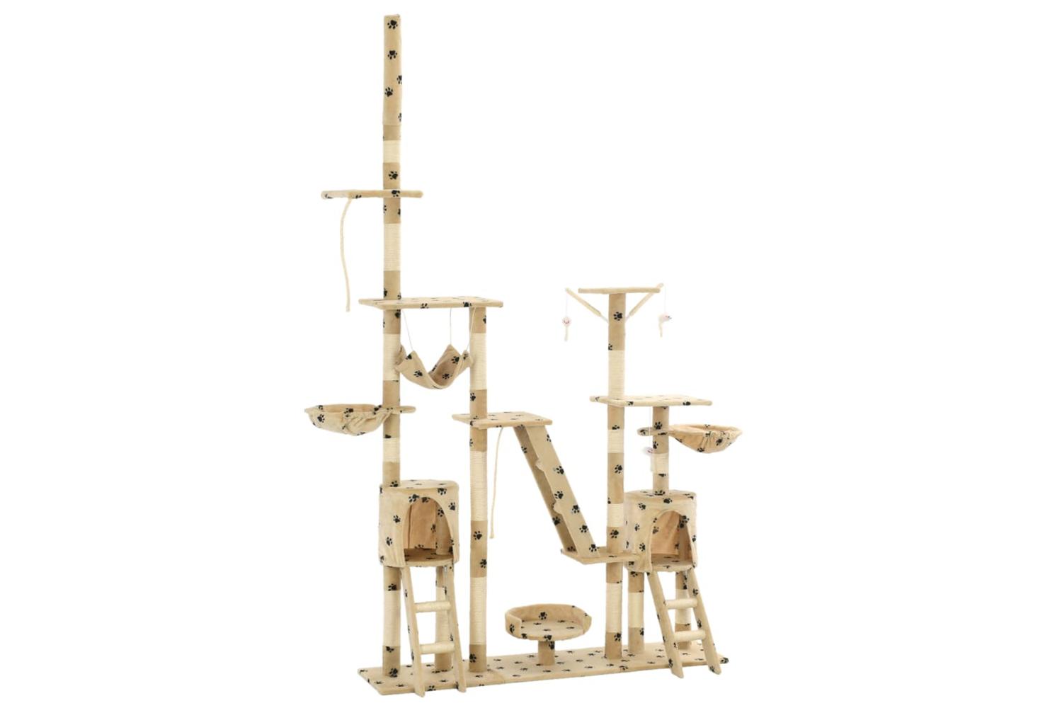 Cat Tree With Sisal Scratching Posts 230-250 Cm Paw Prints Beige