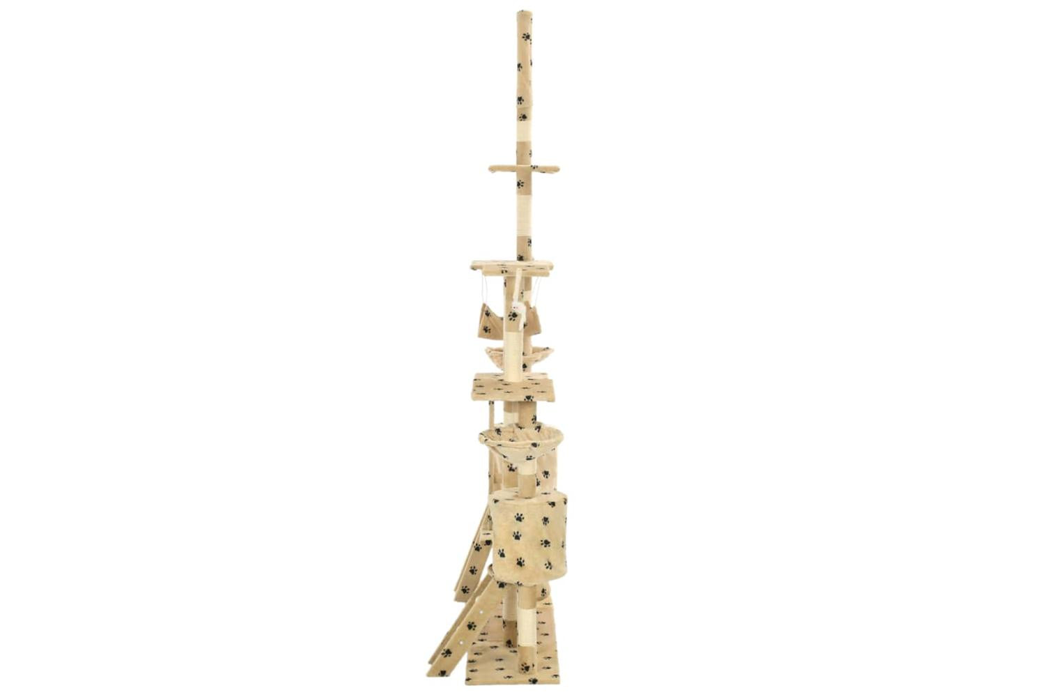 Cat Tree With Sisal Scratching Posts 230-250 Cm Paw Prints Beige-4