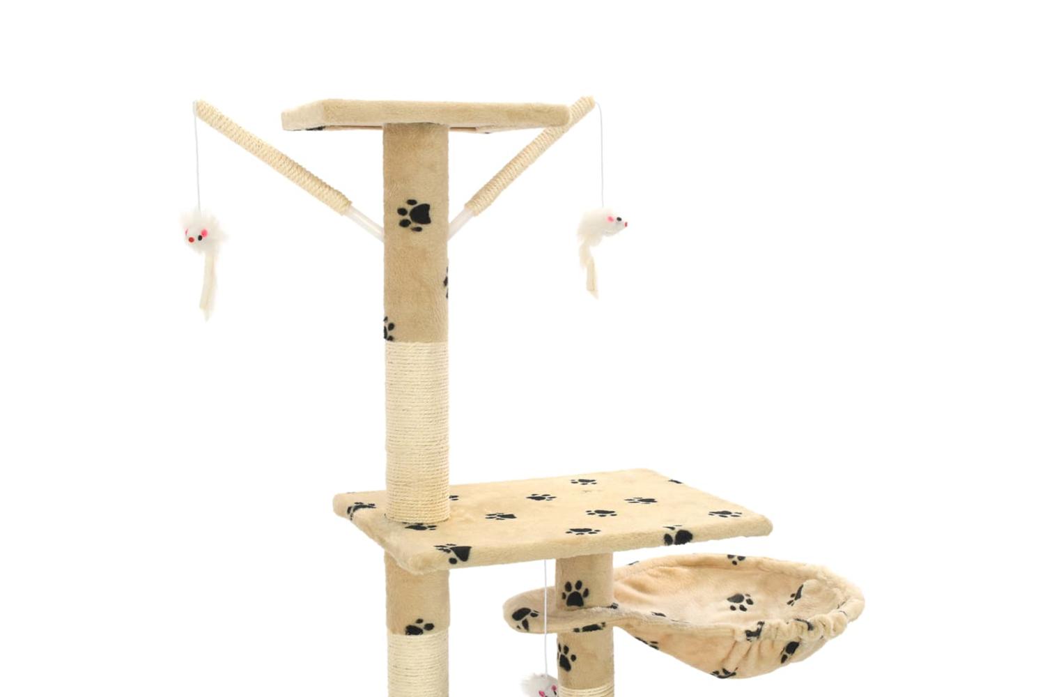 Cat Tree With Sisal Scratching Posts 230-250 Cm Paw Prints Beige-5