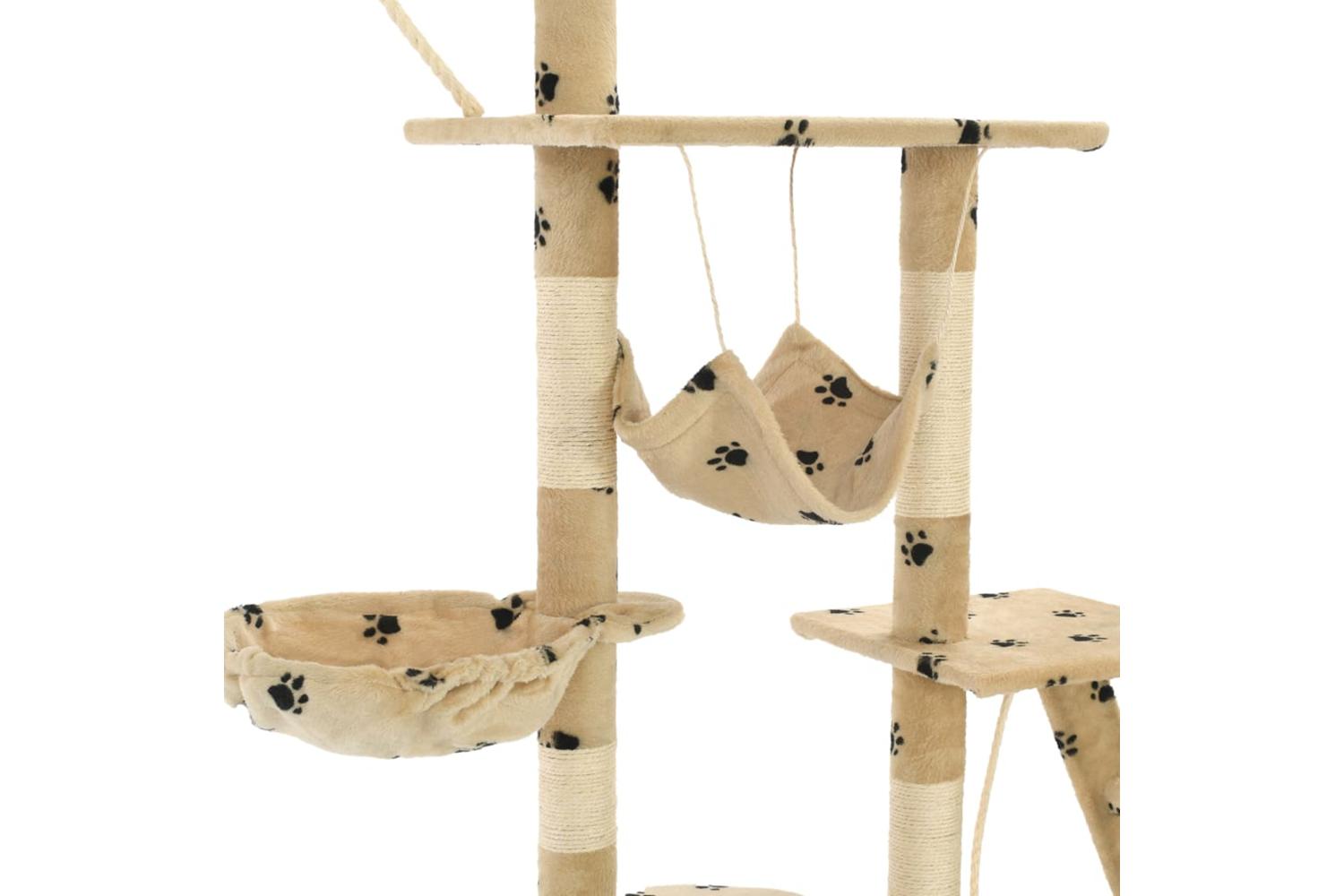 Cat Tree With Sisal Scratching Posts 230-250 Cm Paw Prints Beige-6