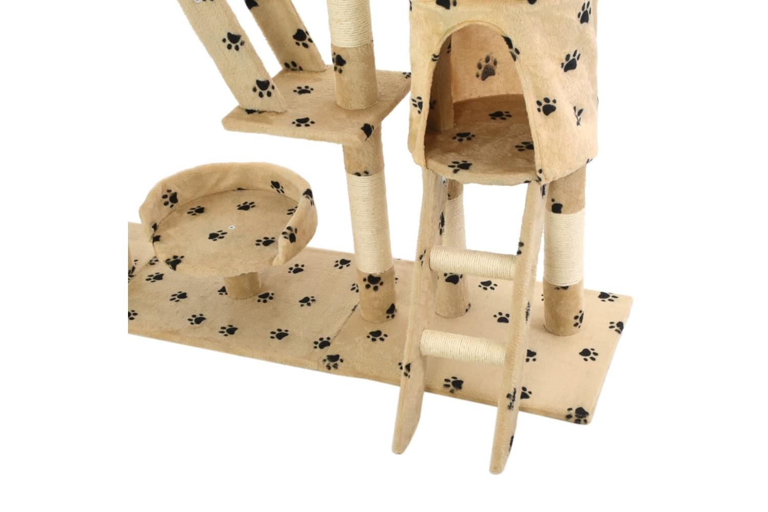 Cat Tree With Sisal Scratching Posts 230-250 Cm Paw Prints Beige-7