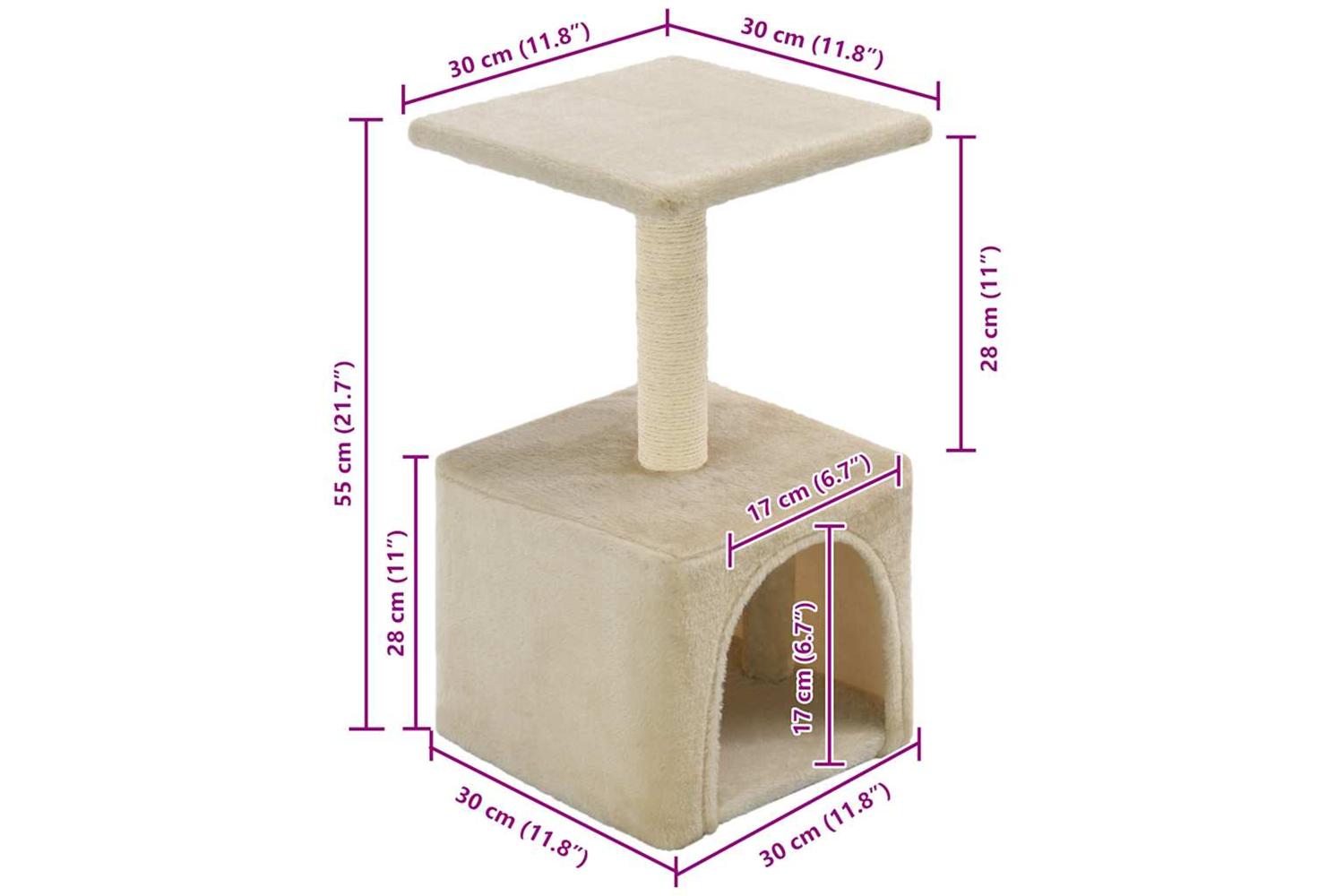 Cat Tree With Sisal Scratching Post 55 Cm Beige-7