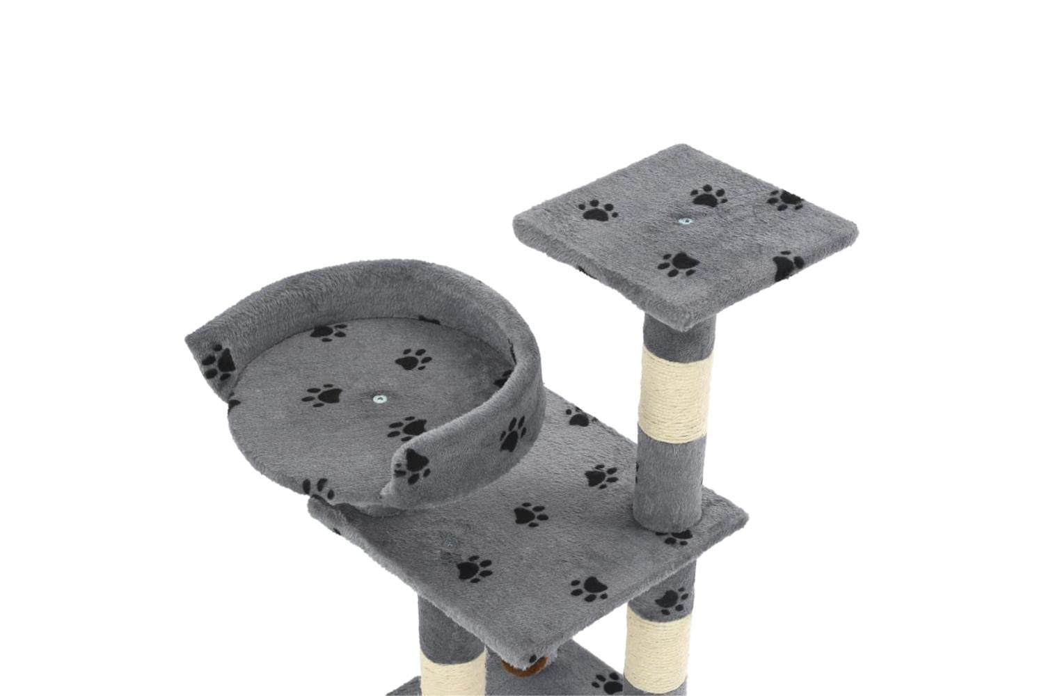 Cat Tree With Sisal Scratching Posts 65 Cm Paw Prints Grey-4