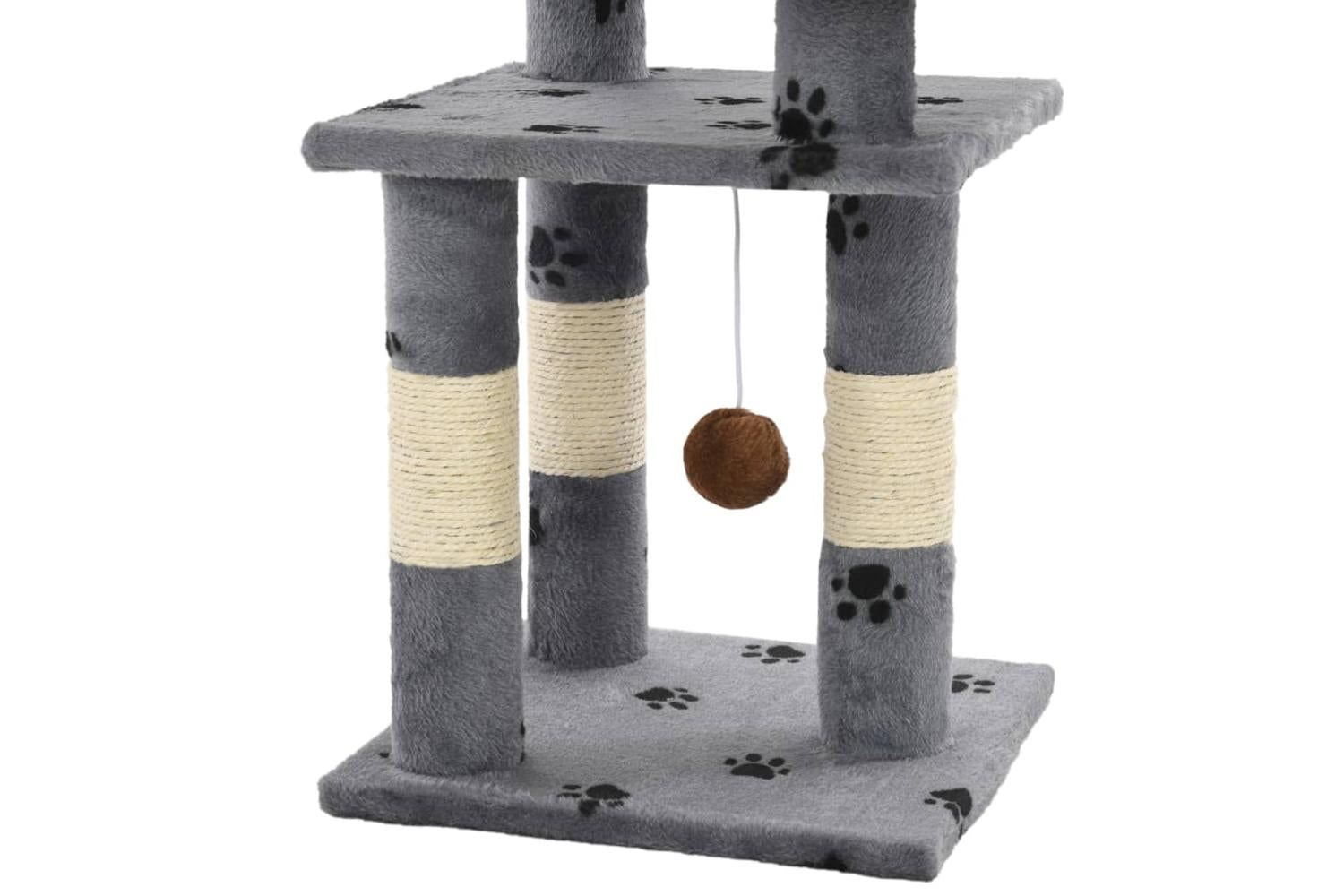 Cat Tree With Sisal Scratching Posts 65 Cm Paw Prints Grey-5
