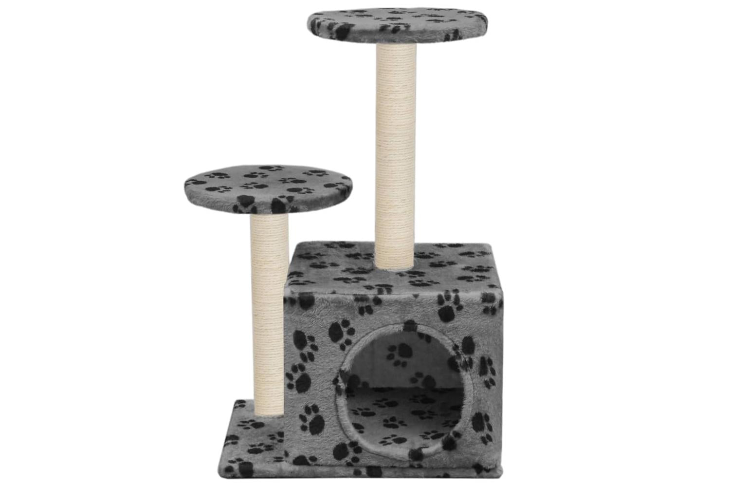 Cat Tree With Sisal Scratching Posts 60 Cm Grey Paw Prints-4