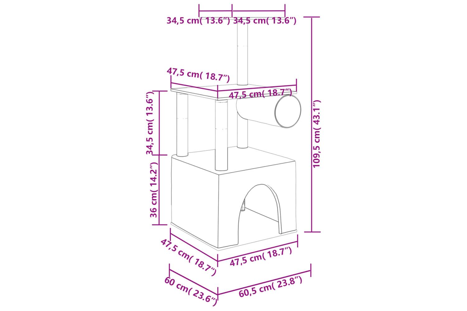 Cat Tree With Sisal Scratching Posts Cream 1095 Cm-6