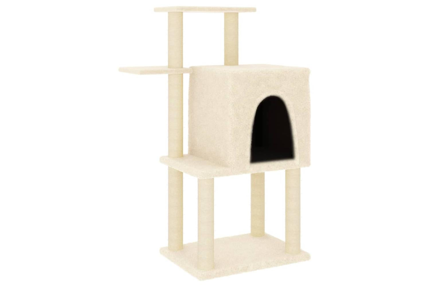Cat Tree With Sisal Scratching Posts Cream 97 Cm-2
