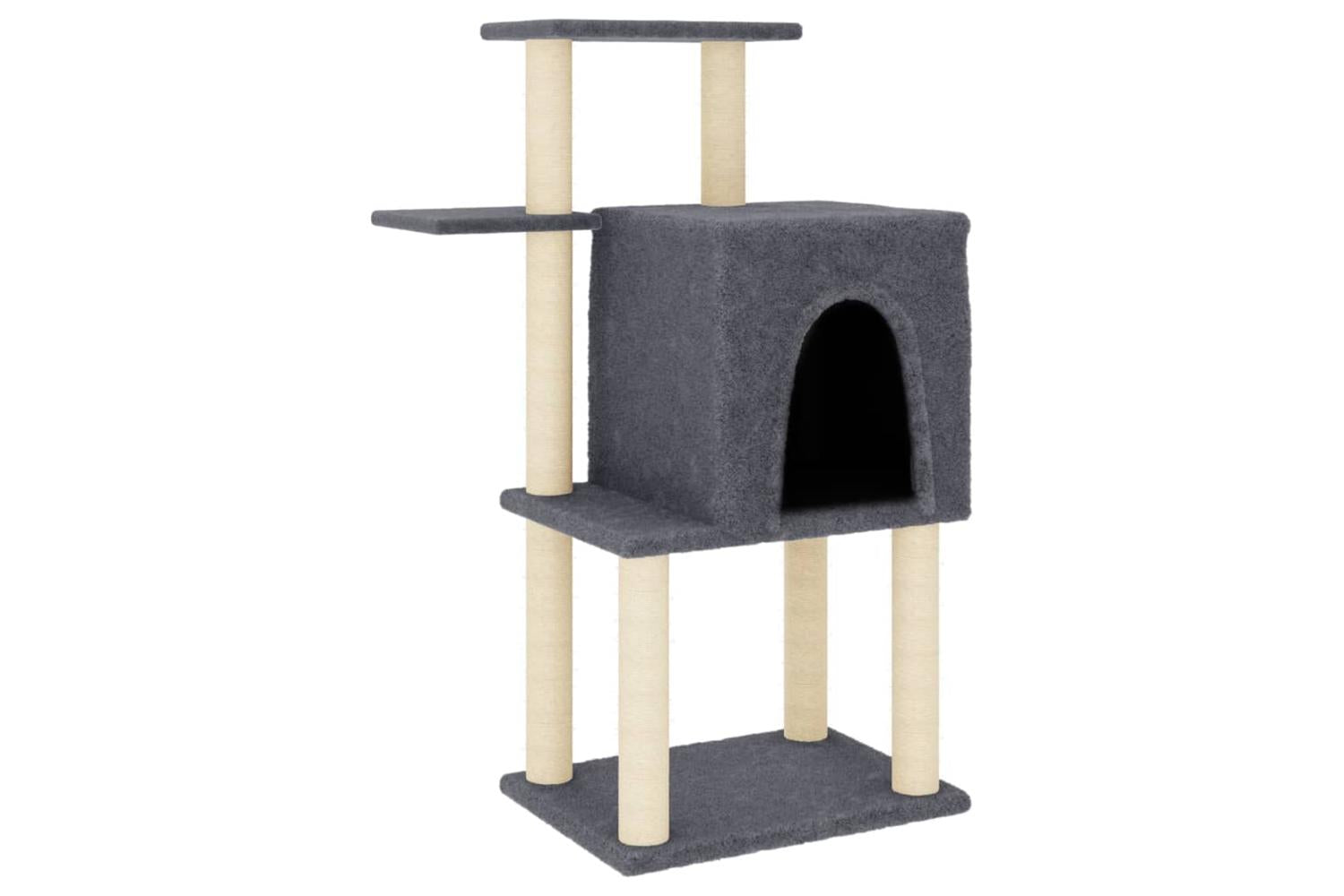 Cat Tree With Sisal Scratching Posts Dark Grey 97 Cm-2