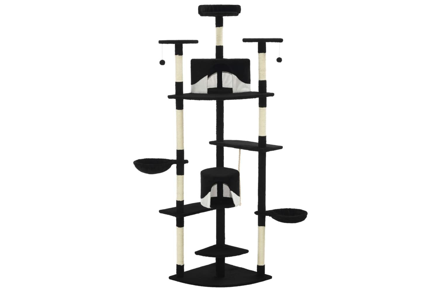 Cat Tree With Sisal Scratching Posts 203 Cm Black And White-2