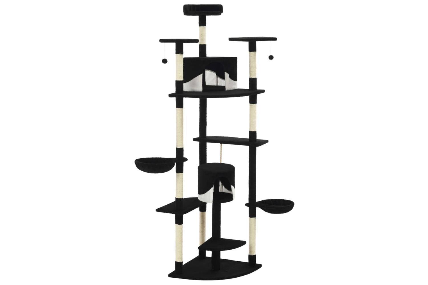 Cat Tree With Sisal Scratching Posts 203 Cm Black And White-3