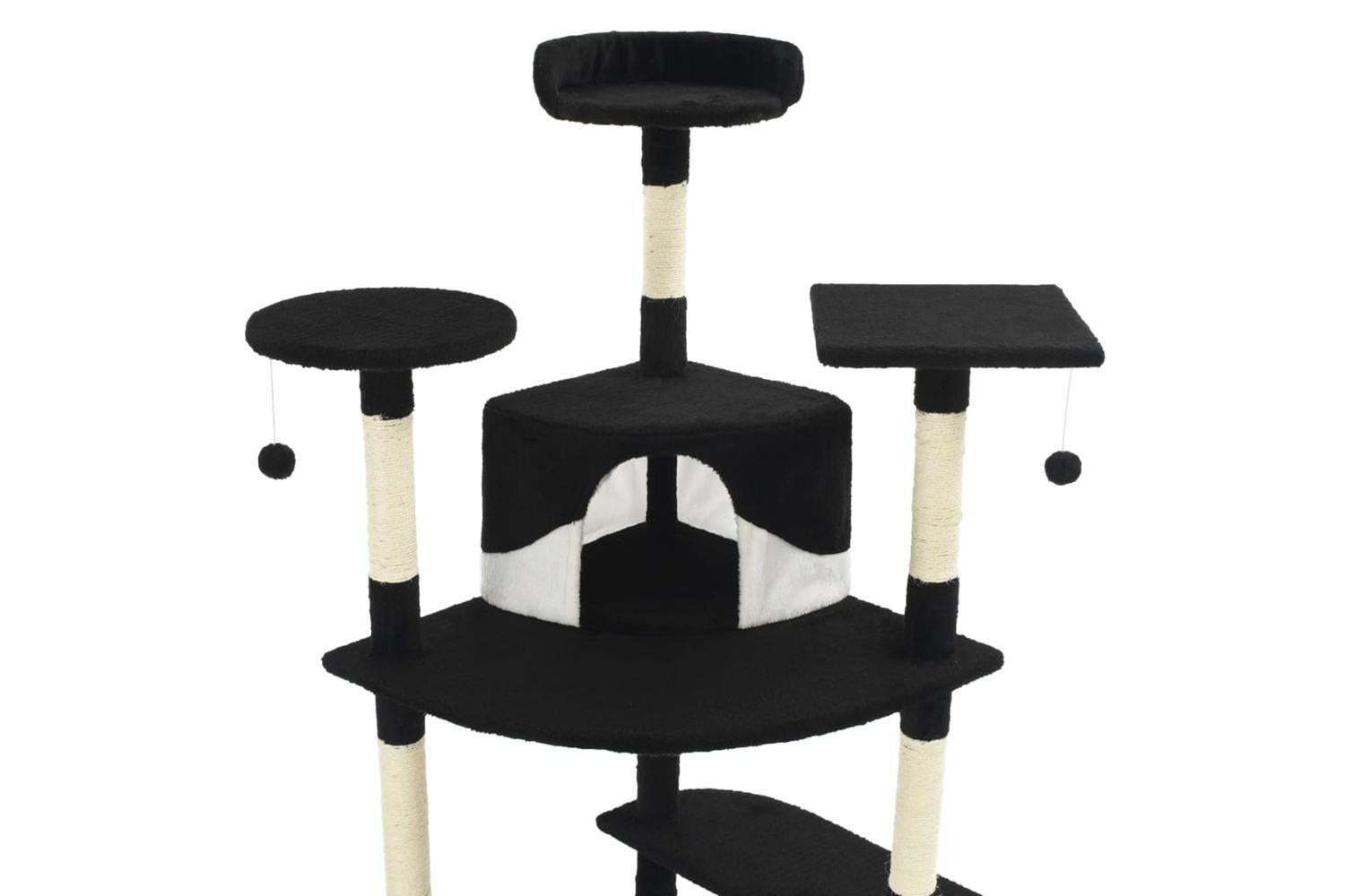 Cat Tree With Sisal Scratching Posts 203 Cm Black And White-4