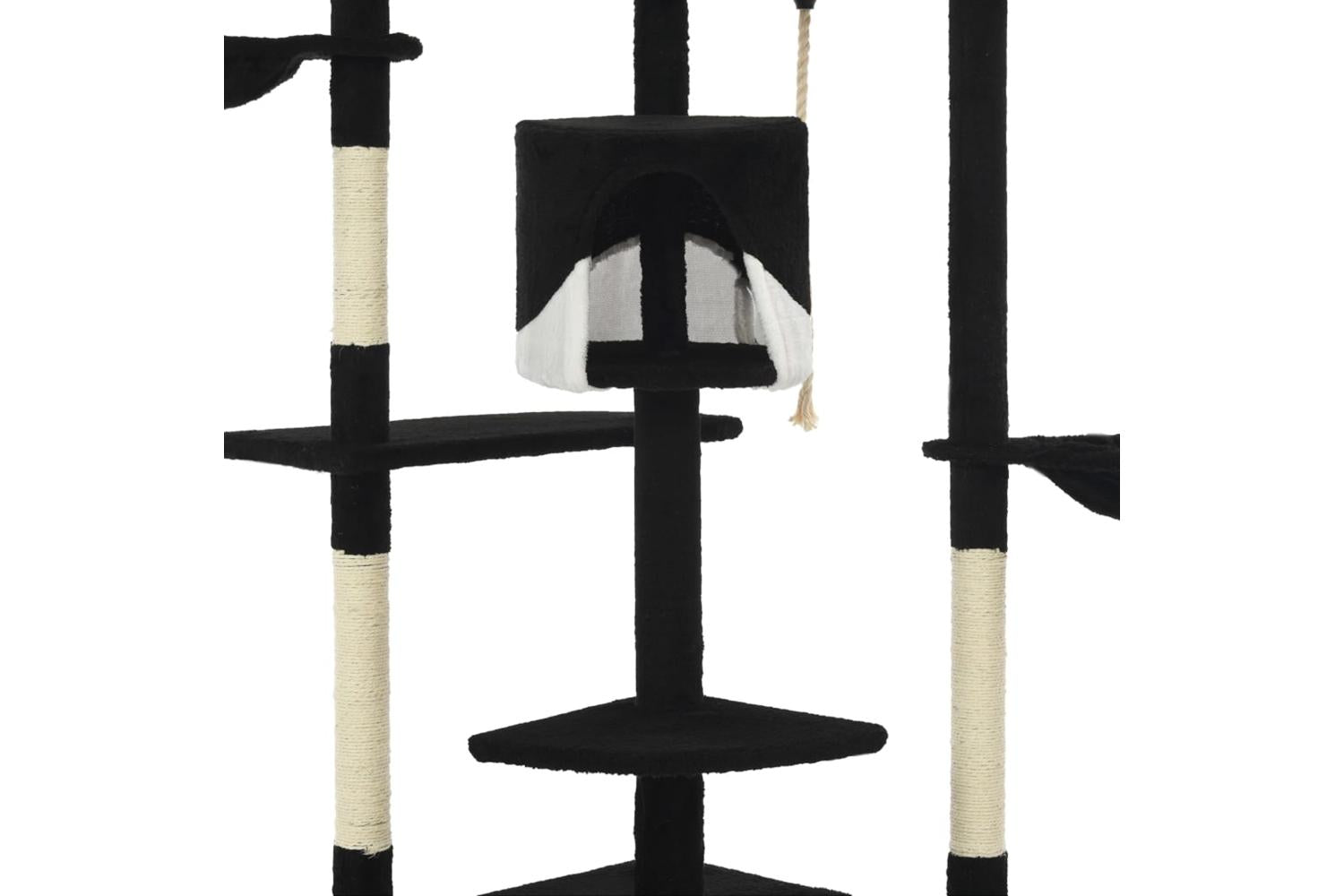 Cat Tree With Sisal Scratching Posts 203 Cm Black And White-5