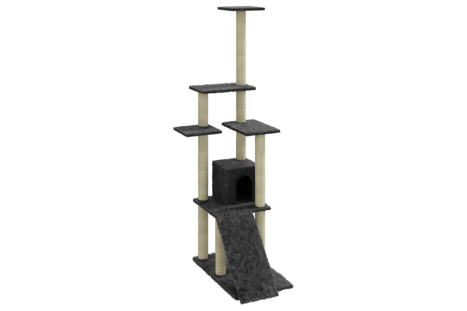 Cat Tree With Sisal Scratching Posts Dark Grey 155 Cm