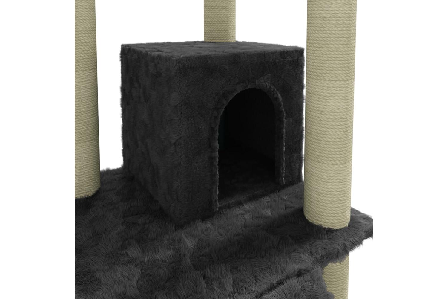 Cat Tree With Sisal Scratching Posts Dark Grey 155 Cm-7