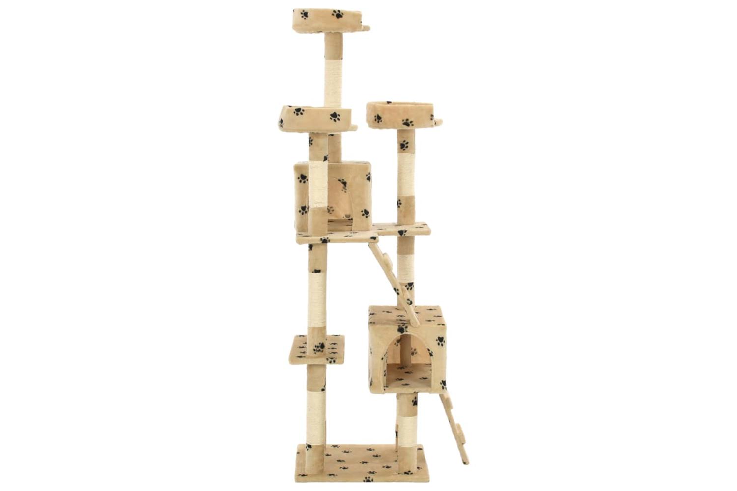 Cat Tree With Sisal Scratching Posts 170 Cm Paw Prints Beige-3
