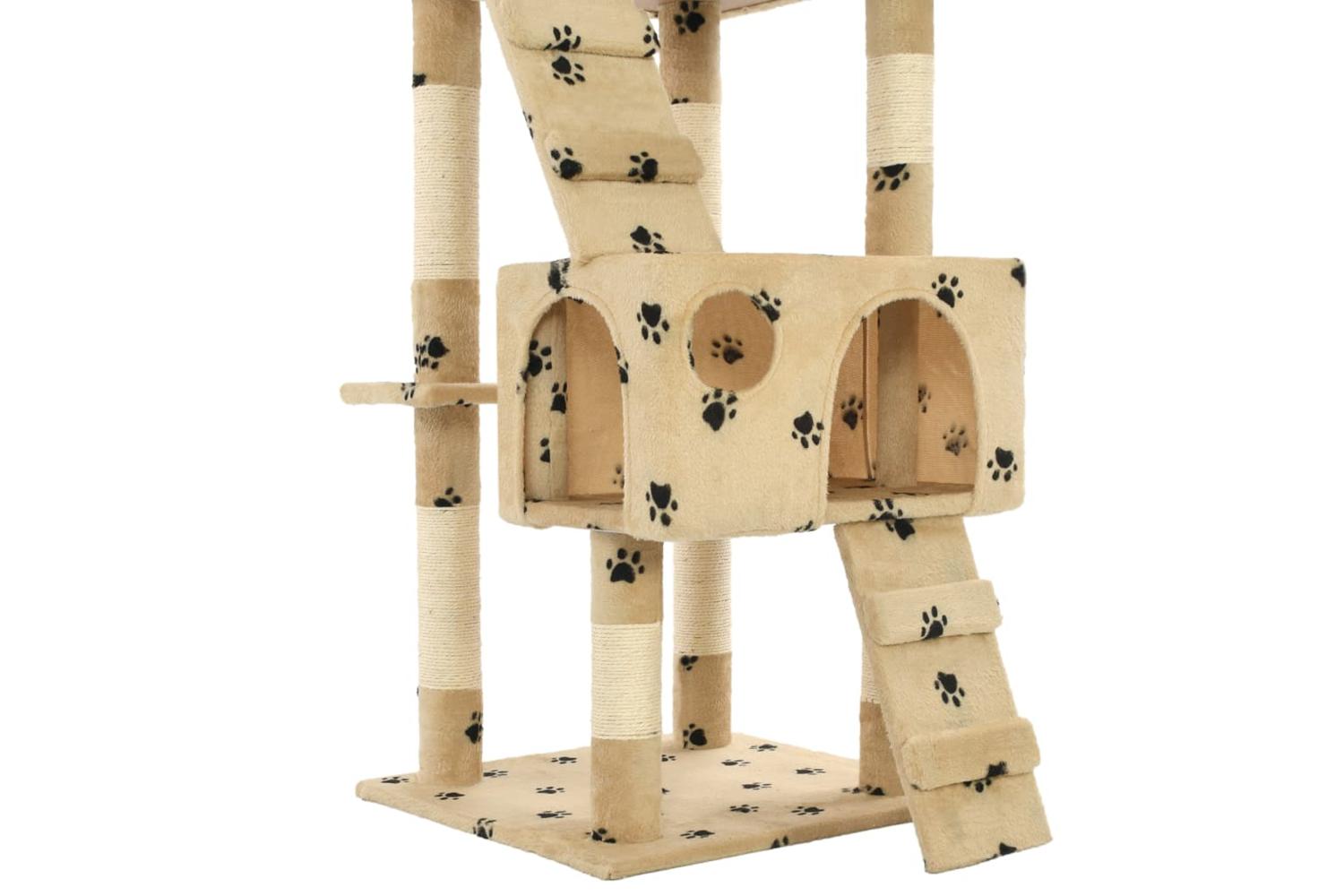 Cat Tree With Sisal Scratching Posts 170 Cm Paw Prints Beige-6