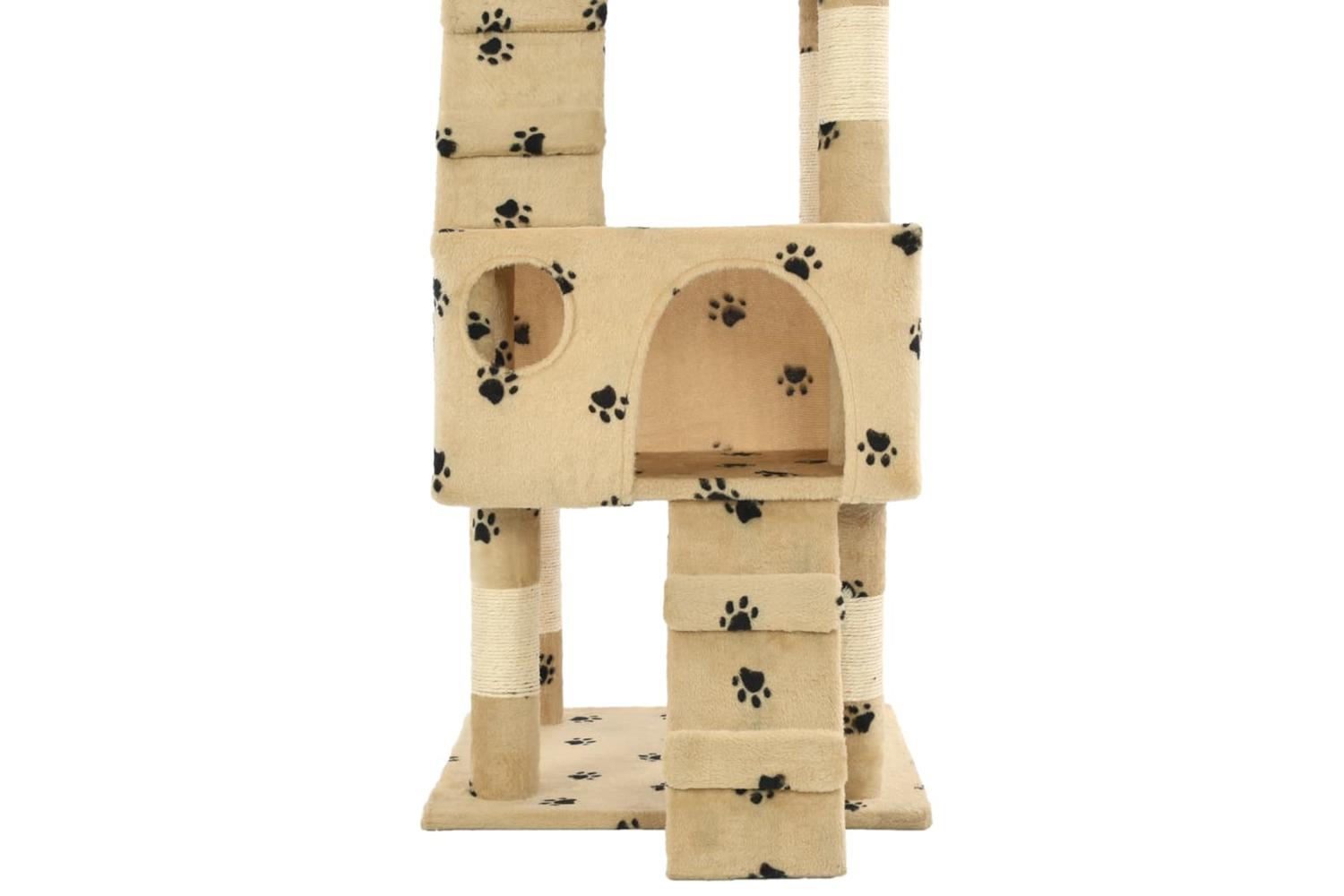 Cat Tree With Sisal Scratching Posts 170 Cm Paw Prints Beige-7