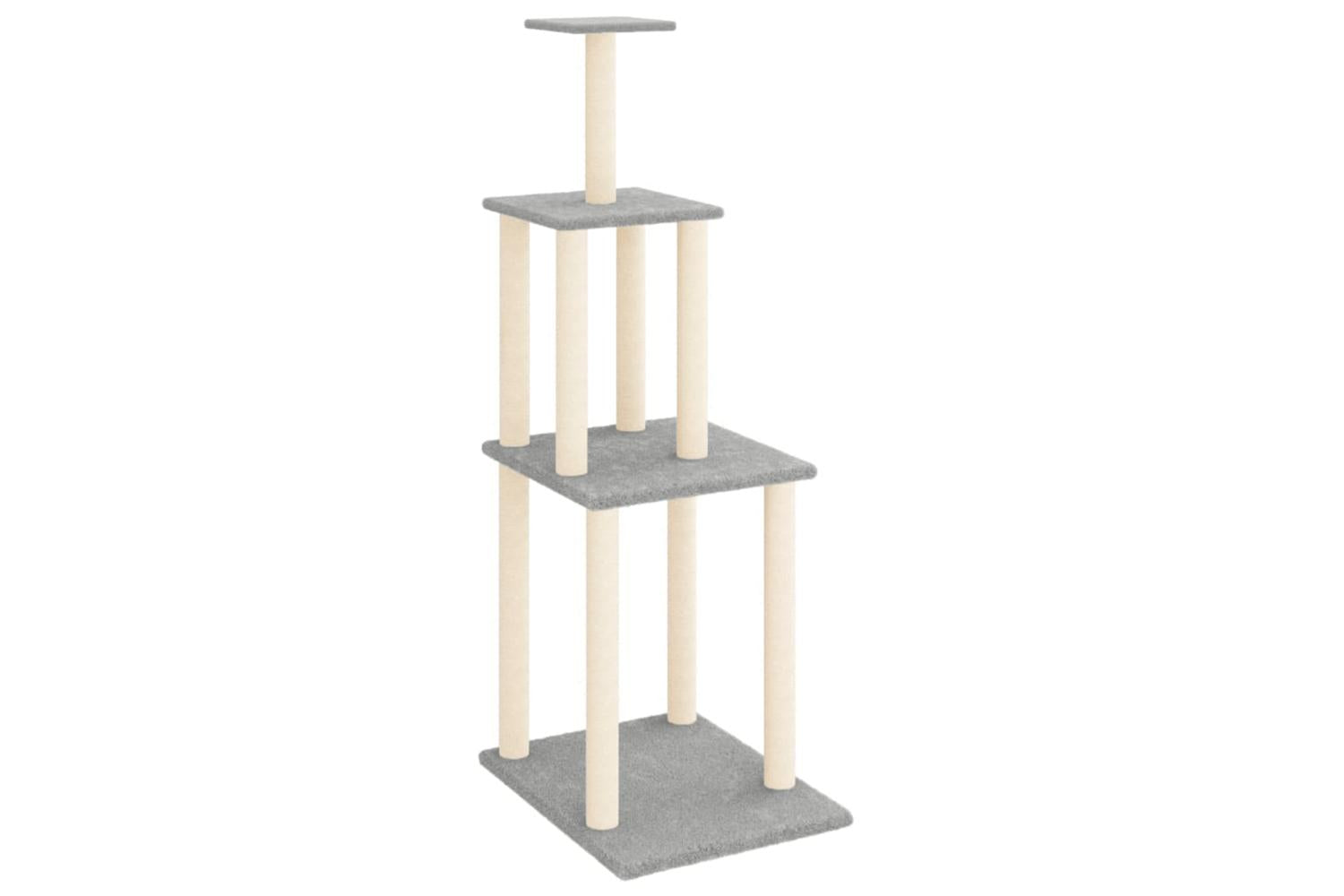 Cat Tree With Sisal Scratching Posts Light Grey 149 Cm-2