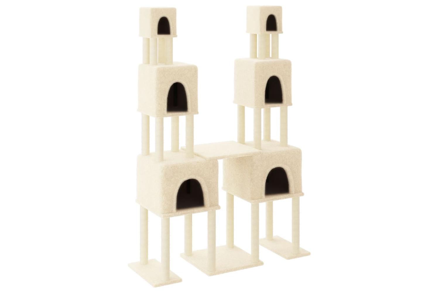 Cat Tree With Sisal Scratching Posts Cream 199 Cm-2