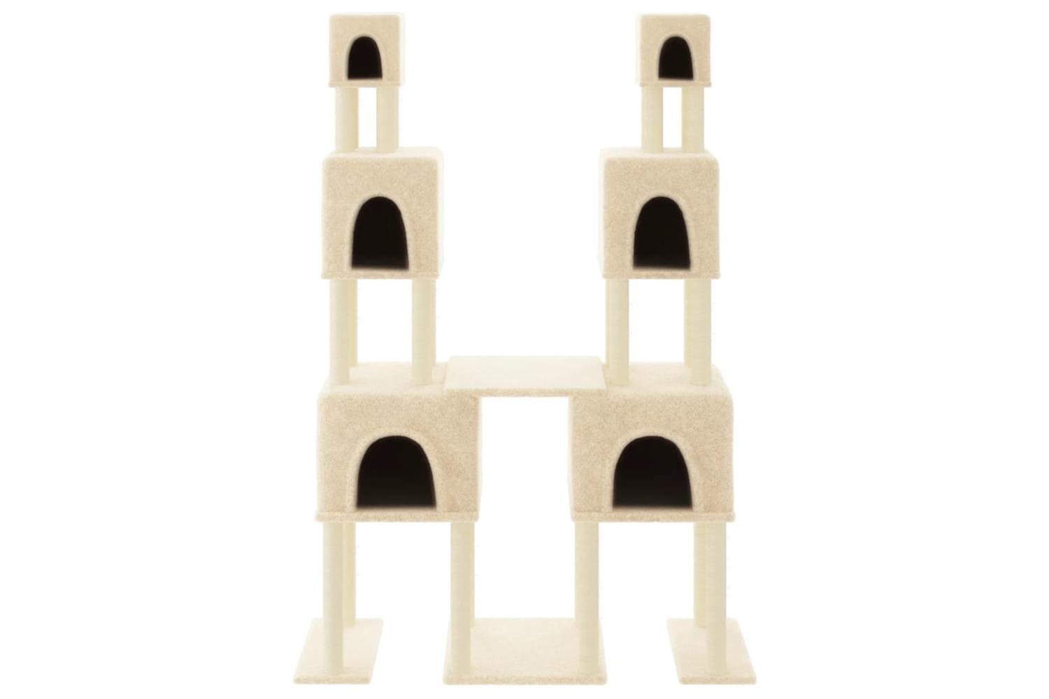 Cat Tree With Sisal Scratching Posts Cream 199 Cm-3