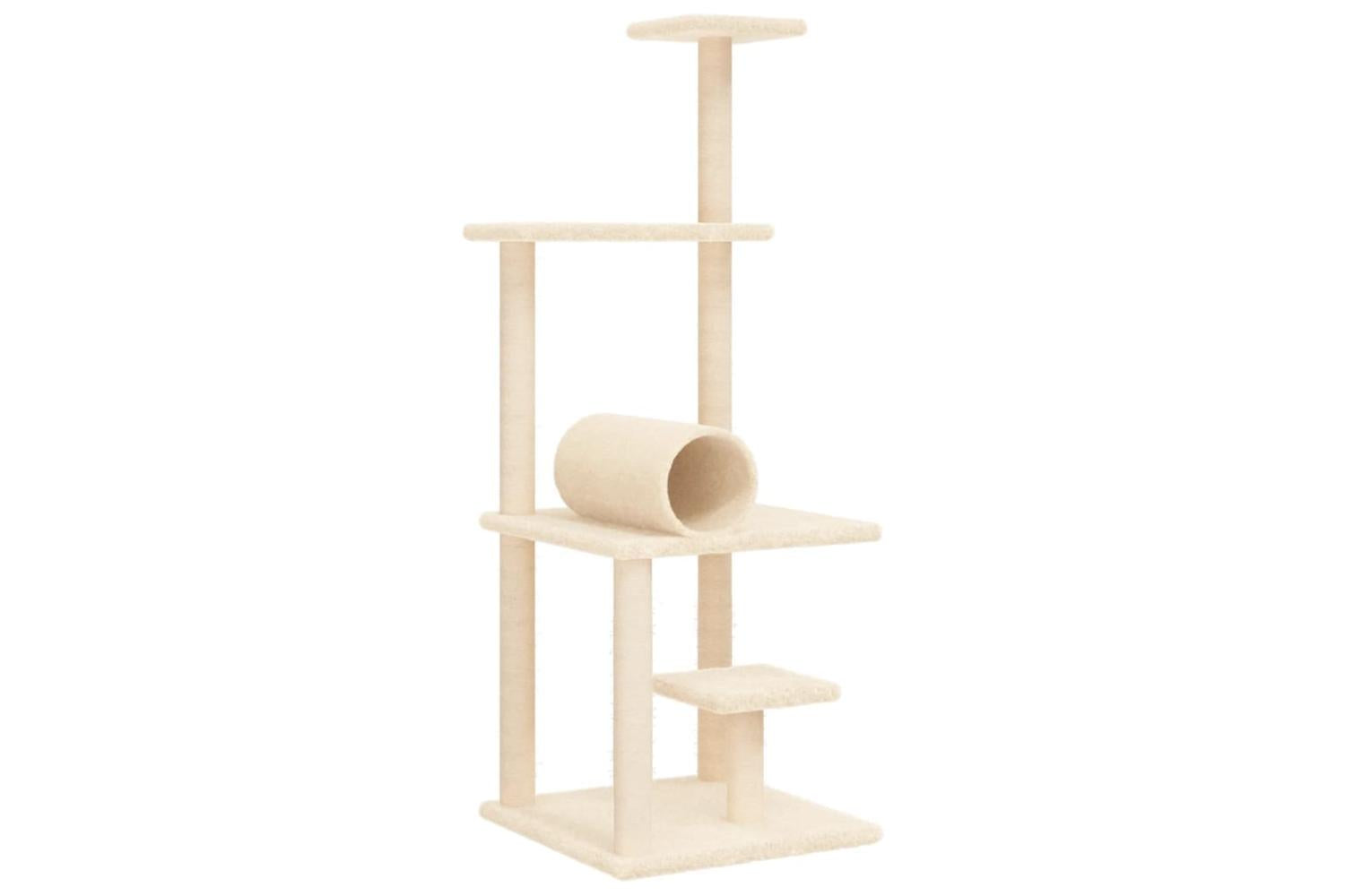 Cat Tree With Sisal Scratching Posts Cream 136 Cm-2