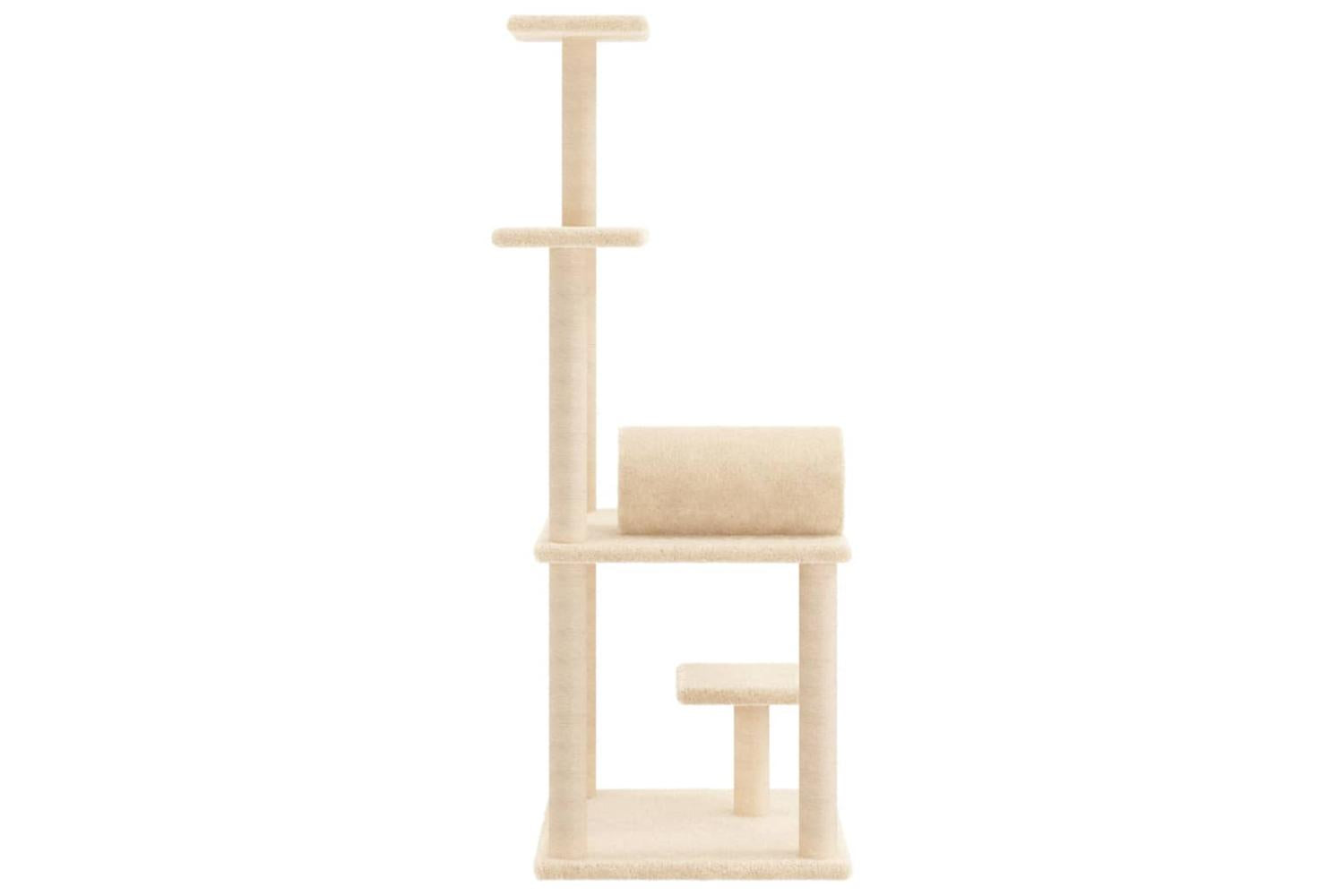 Cat Tree With Sisal Scratching Posts Cream 136 Cm-5