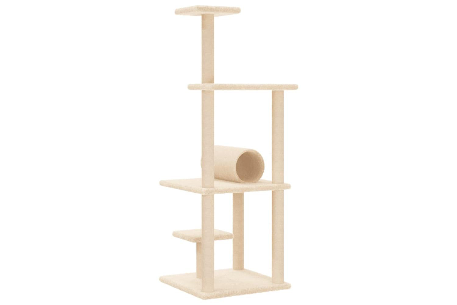 Cat Tree With Sisal Scratching Posts Cream 136 Cm-6