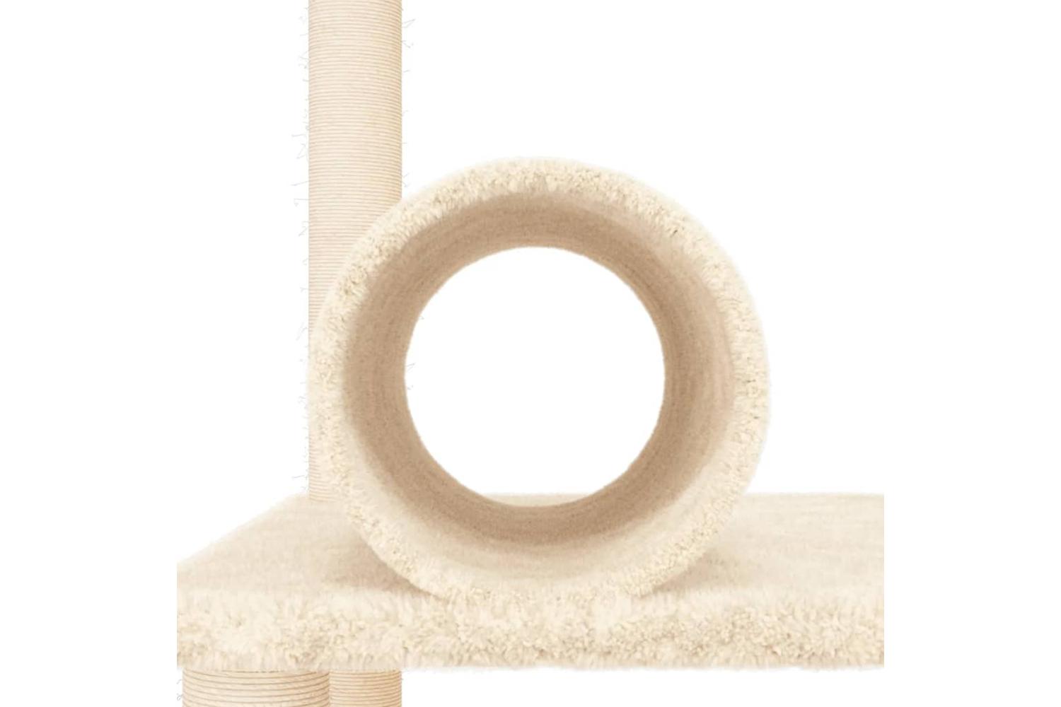 Cat Tree With Sisal Scratching Posts Cream 136 Cm-7
