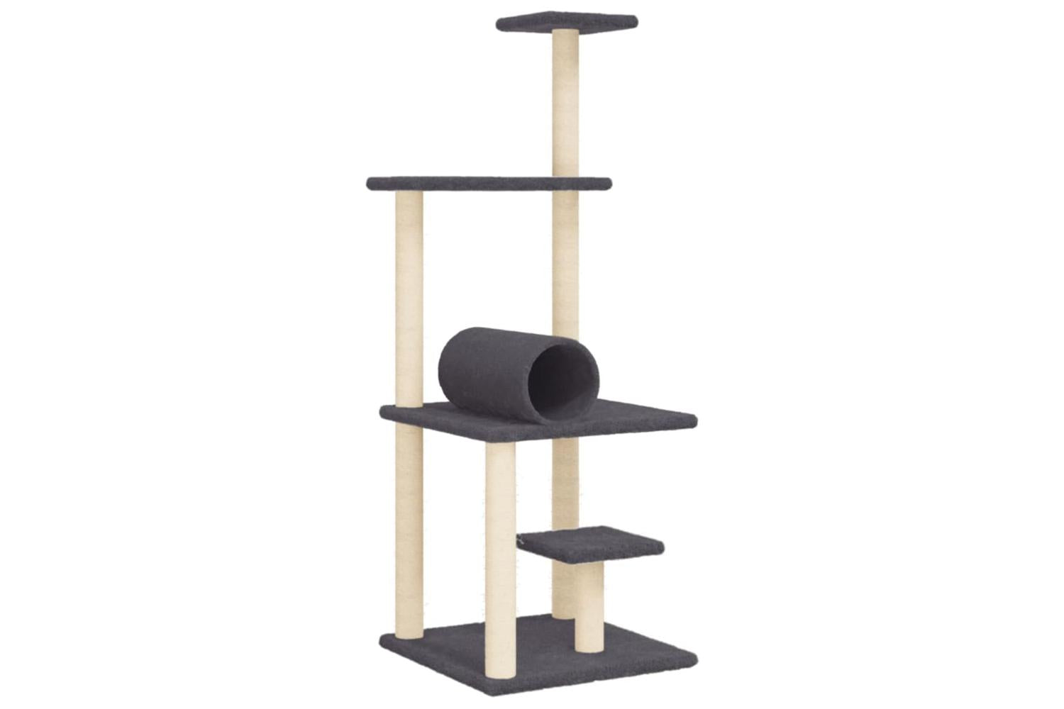 Cat Tree With Sisal Scratching Posts Dark Grey 136 Cm-2