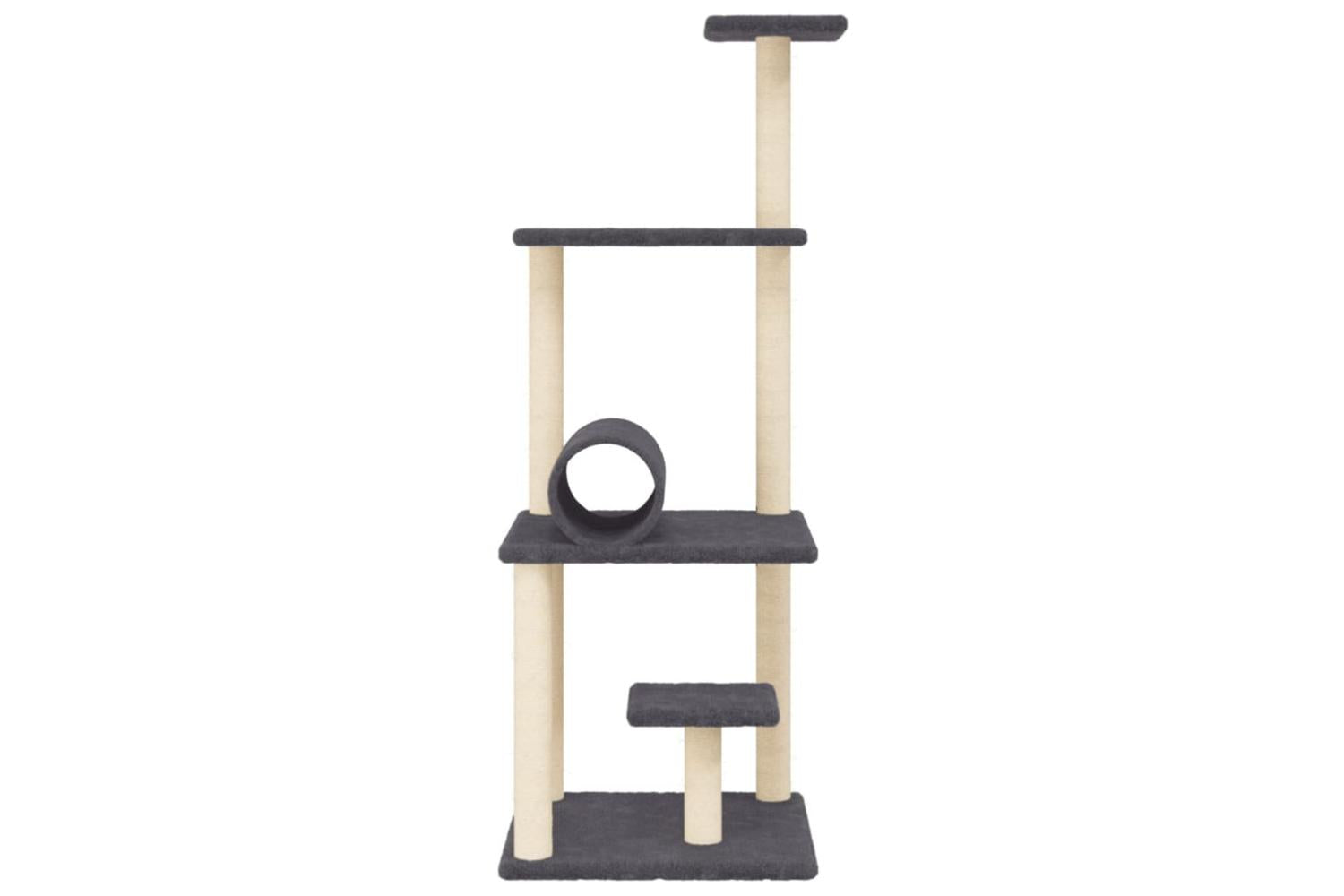 Cat Tree With Sisal Scratching Posts Dark Grey 136 Cm-4