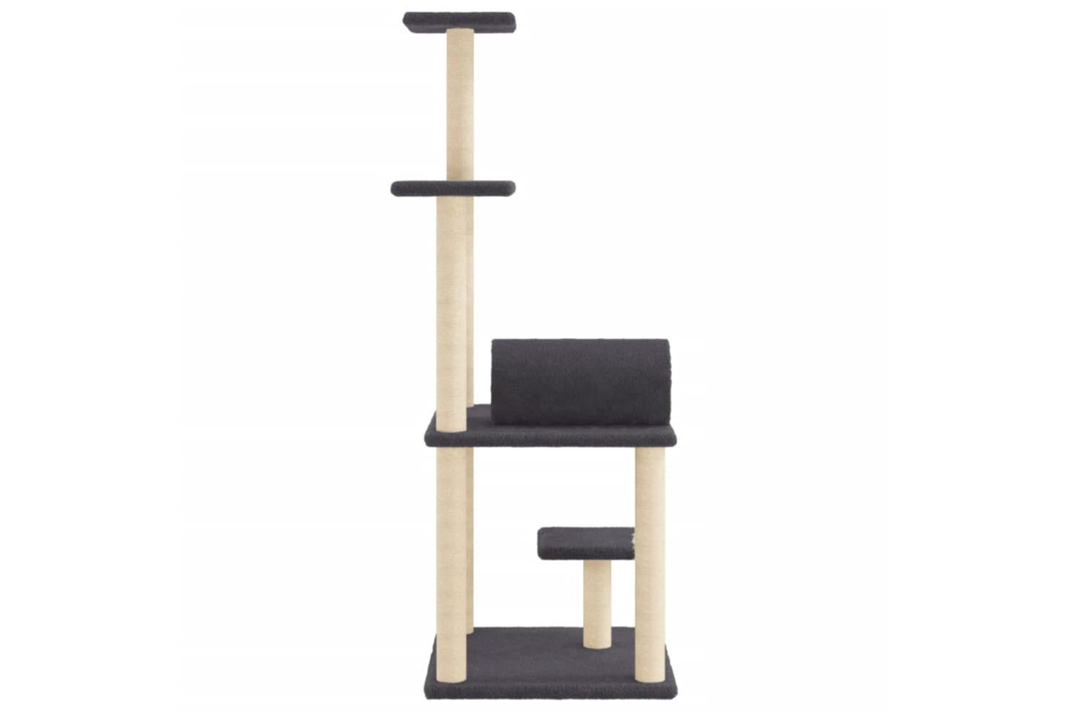 Cat Tree With Sisal Scratching Posts Dark Grey 136 Cm-5