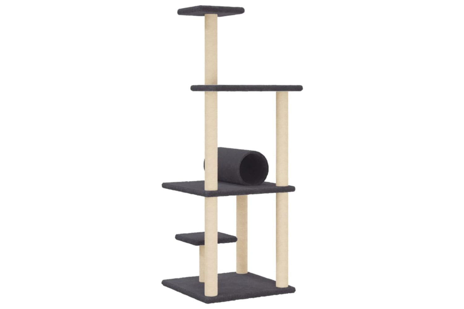 Cat Tree With Sisal Scratching Posts Dark Grey 136 Cm-6