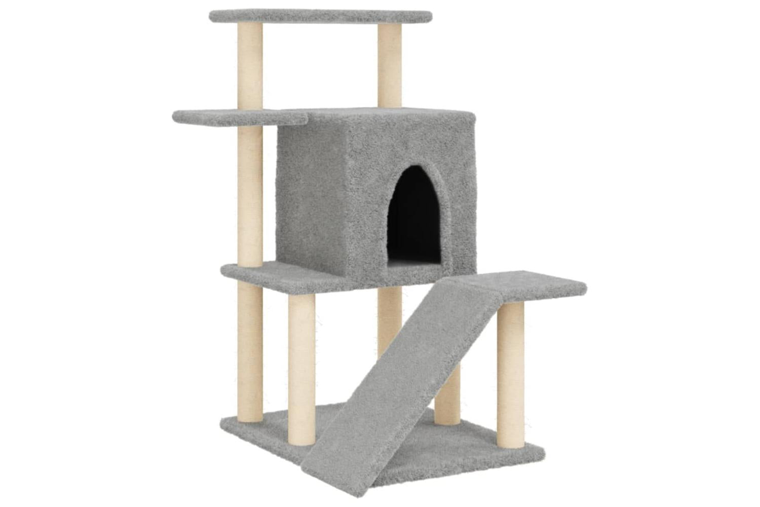 Cat Tree With Sisal Scratching Posts Light Grey 97 Cm-2