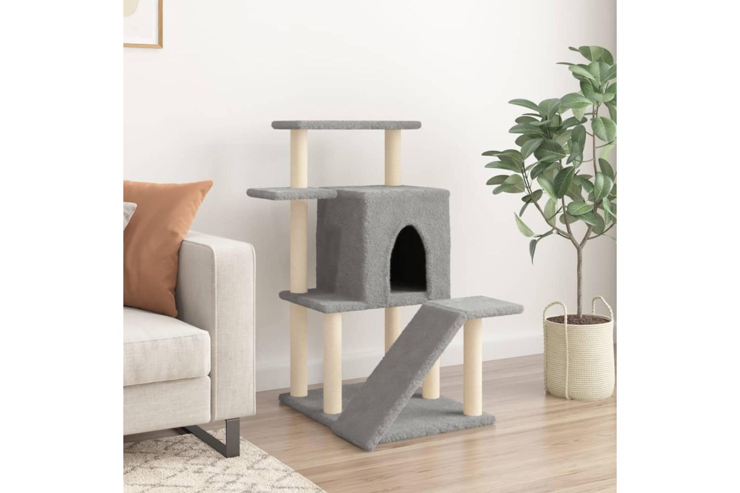 Cat Tree With Sisal Scratching Posts Light Grey 97 Cm-3