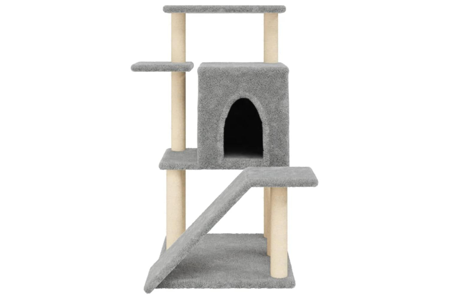 Cat Tree With Sisal Scratching Posts Light Grey 97 Cm-4