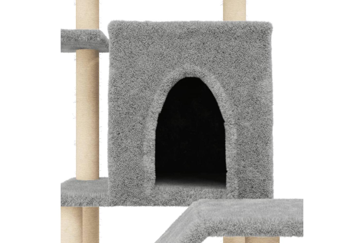 Cat Tree With Sisal Scratching Posts Light Grey 97 Cm-7