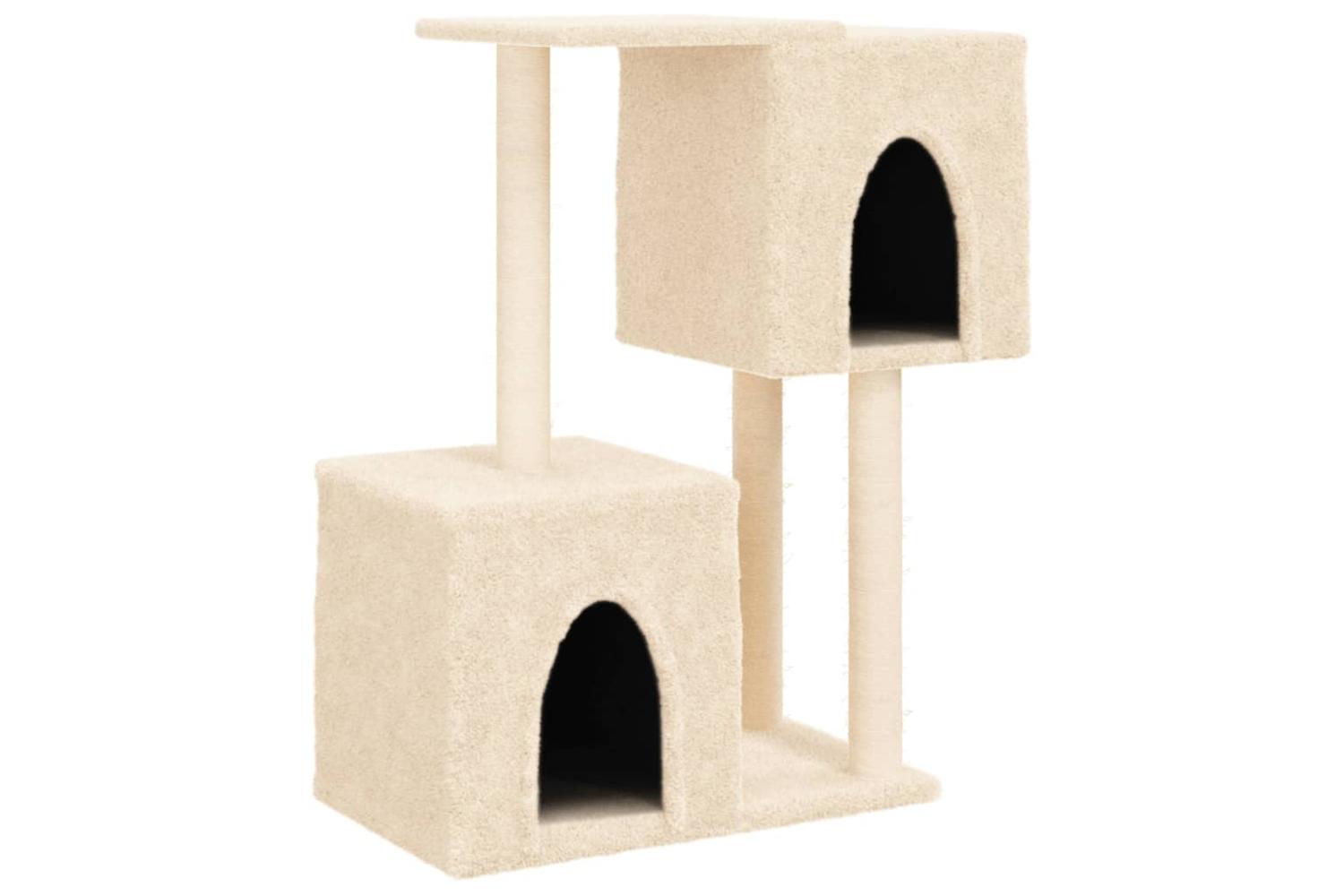 Cat Tree With Sisal Scratching Posts Cream 86 Cm-2