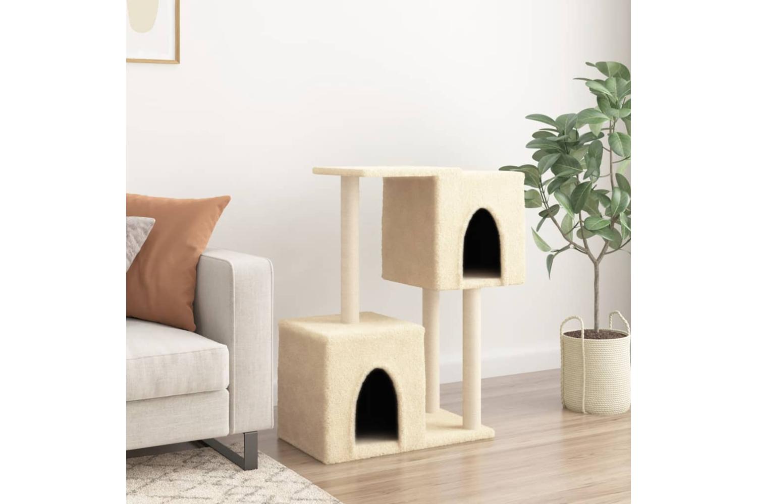 Cat Tree With Sisal Scratching Posts Cream 86 Cm-3