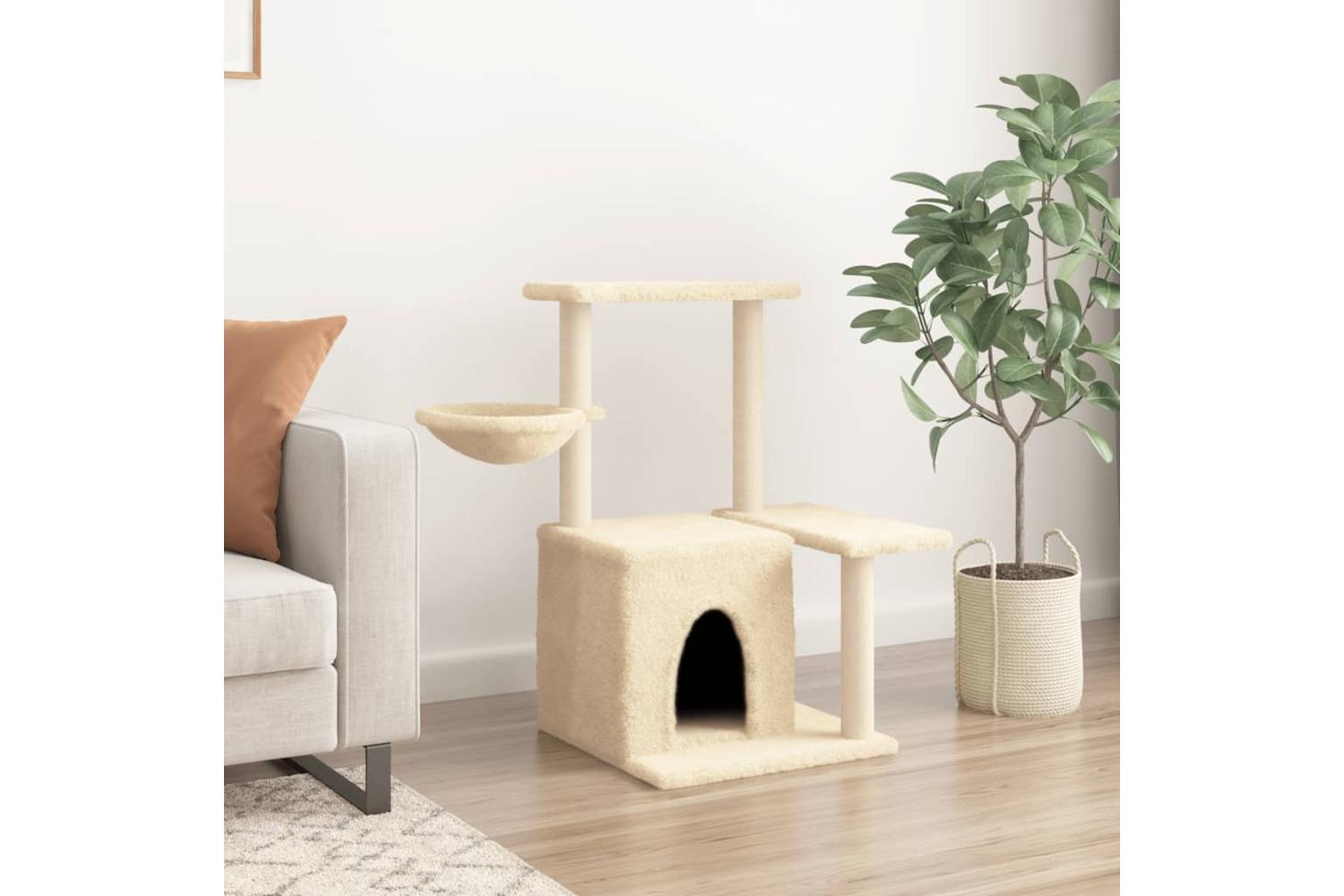 Cat Tree With Sisal Scratching Posts Cream 83 Cm-3
